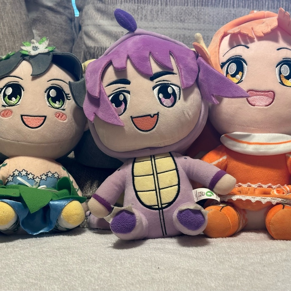 Plush Toy Set - Purple, Green, and Orange